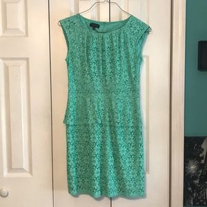 Mint lace sleeveless dress